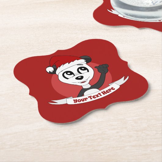 かわいいパンダのクマの紙海岸のクリスマス漫画 ペーパーコースター (アングル)