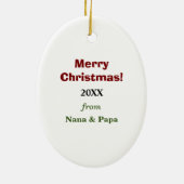 かわいいパンダのクマパーソナライズされたクリスマス セラミックオーナメント (裏面)