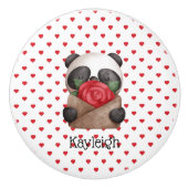 かわいいパンダのクマ持ち封筒とバラ セラミックノブ (正面)