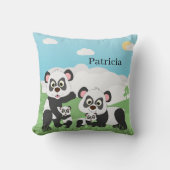 かわいいパンダのクマ追加の名前の装飾 クッション (正面)