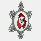 かわいいパンダのクマ雪片pのクリスマス漫画 スノーフレークピューターオーナメント (左)