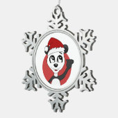 かわいいパンダのクマ雪片pのクリスマス漫画 スノーフレークピューターオーナメント (右)