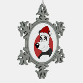 かわいいパンダのクマ雪片pのクリスマス漫画 スノーフレークピューターオーナメント (左)