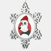 かわいいパンダのクマ雪片pのクリスマス漫画 スノーフレークピューターオーナメント (右)