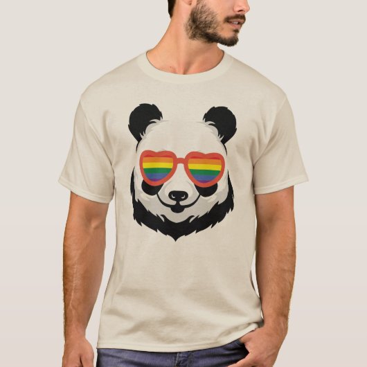 かわいいパンダのクマ |レインボー | LGBTQ Tシャツ (正面)