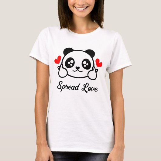 かわいいパンダのクマ「愛を広める」 Tシャツ (正面)