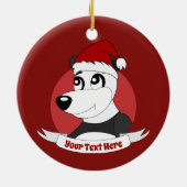 かわいいパンダのクリスマスキャラクター陶器 セラミックオーナメント (裏面)