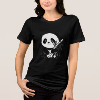 かわいいパンダのグラフィックデザイン トライブレンドTシャツ