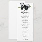 かわいいパンダのグリーン バーティー 招待状 (正面/裏面)