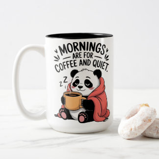 かわいいパンダのコーヒー 静かな朝 居心地の良い内向型 ツートーンマグカップ
