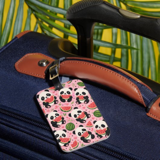 かわいいパンダのスイカの荷物タグ ラゲッジタグ (正面インサイチュ1)