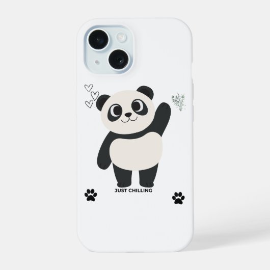 かわいいパンダのスマホケース - Just Chilling かわいいアニメ iPhone 15ケース (裏面)