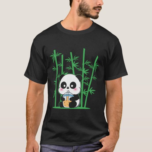 かわいいパンダのタピオカティーパンダ Tシャツ (正面)