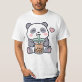 かわいいパンダのタピオカティーTシャツ Tシャツ (正面)