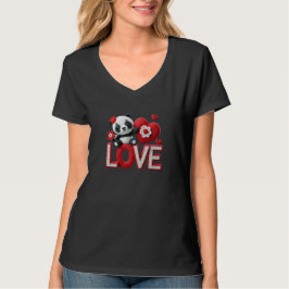 かわいいパンダのハートの女性用Tシャツ Tシャツ