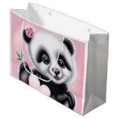 かわいいパンダのハート ラージペーパーバッグ (正面アングル)