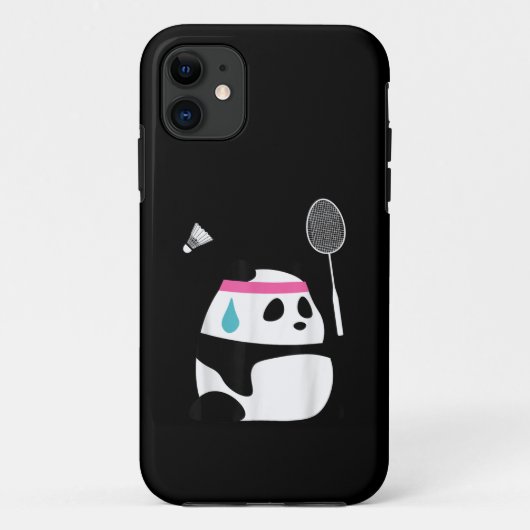 かわいいパンダのバドミントンのイラスト Case-Mate iPhoneケース (裏面)