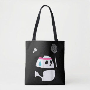 かわいいパンダのバドミントンのユーモア トートバッグ