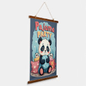 かわいいパンダのパジャマパーティー　あたたかなおやすみ会　美観 吊り下げ型タペストリー (傾斜あり)