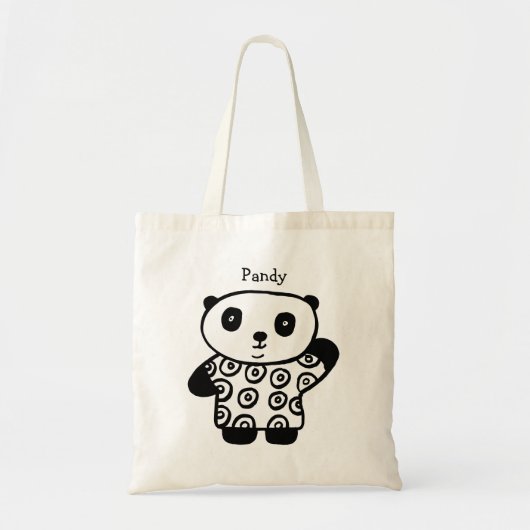 かわいいパンダのパンディの名前入り トートバッグ (正面)