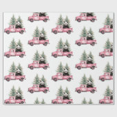 かわいいパンダのピンクのヴィンテージトラック ラッピングペーパー (フラット)