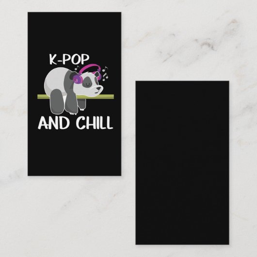 かわいいパンダのヘッドフォンポップ・アートの，韓国人の愛するK-ポップ・アートのミュージック 名刺 (正面/裏面)