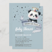 かわいいパンダのベアースターブルースカイ赤ちゃんシャワー 招待状 (正面/裏面)