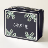 かわいいパンダのベアーブルー名前をカスタムする メタルランチボックス (裏面)