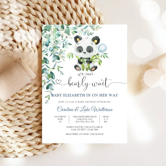 かわいいパンダのベビーシャワー招待状 招待状