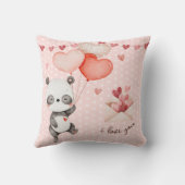 かわいいパンダのラブハートバルーン バレンタインデー クッション (裏面)