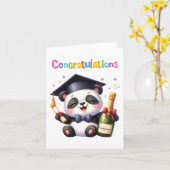 かわいいパンダの卒業祝い カード (黄色い花)