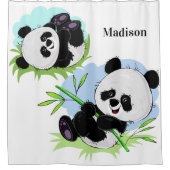 かわいいパンダの名前をカスタムするのシャワー・カーテン シャワーカーテン (正面)