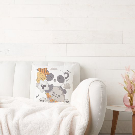 かわいいパンダの墓RIPこうもりハロウィーン クッション (ソファ)