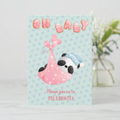 かわいいパンダの女の子のベビーシャワー招待状 招待状 (スタンド正面)