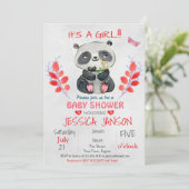 かわいいパンダの女の子のベビーシャワー招待状 招待状 (スタンド正面)