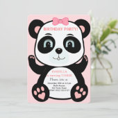 かわいいパンダの女の子の誕生日招待状 招待状 (スタンド正面)