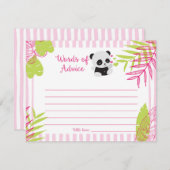 かわいいパンダの女の子の赤ちゃんシャワーの言葉のアドバイスカード 招待状 (正面/裏面)