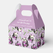 かわいいパンダの女の子ソフトパープル模様1st誕生日 フェイバーボックス (裏面サイド)