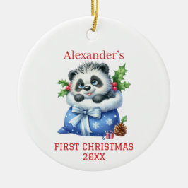 かわいいパンダの子グマのクリスマス セラミックオーナメント