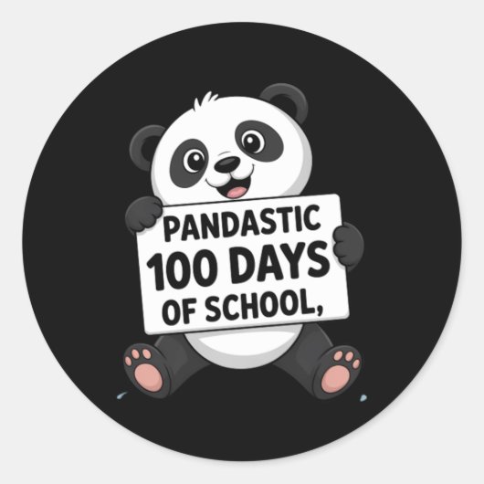 かわいいパンダの小学校100日 ラウンドシール (正面)