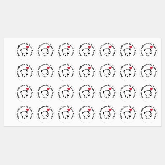 かわいいパンダの愛で作るアイロン ラベル (シート)