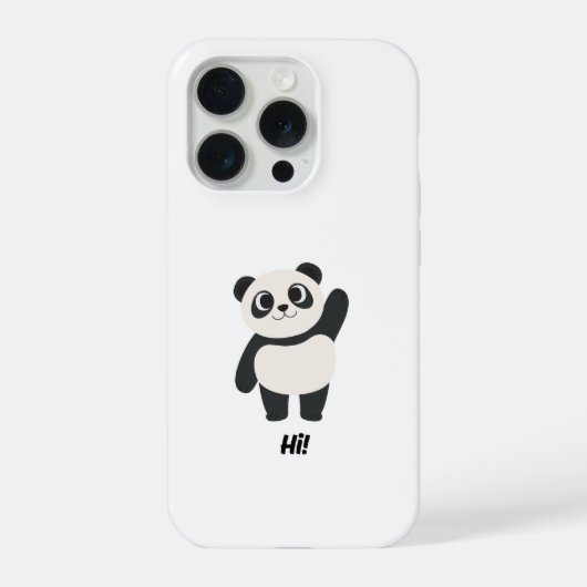 かわいいパンダの挨拶 "こんにちは" かわいいキャラクターのスマホケース iPhoneケース (裏面)