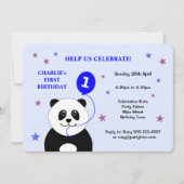 かわいいパンダの最初の誕生日パーティー 招待状 (正面)