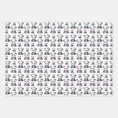 かわいいパンダの柄のクマに緑とプレゼント ラッピングペーパーシート (正面2)