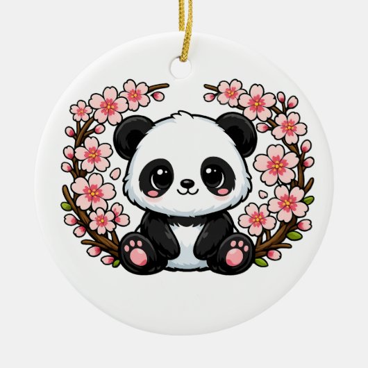 かわいいパンダの桜 セラミックオーナメント (正面)