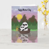 かわいいパンダの母の日用カード カード (黄色い花)