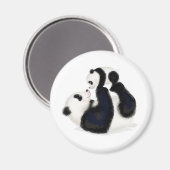 かわいいパンダの母親と可愛いラウンドマグネット マグネット (正面/裏面)