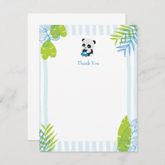 かわいいパンダの男の子のベビーシャワーのサンキューカード サンキューカード (正面/裏面)