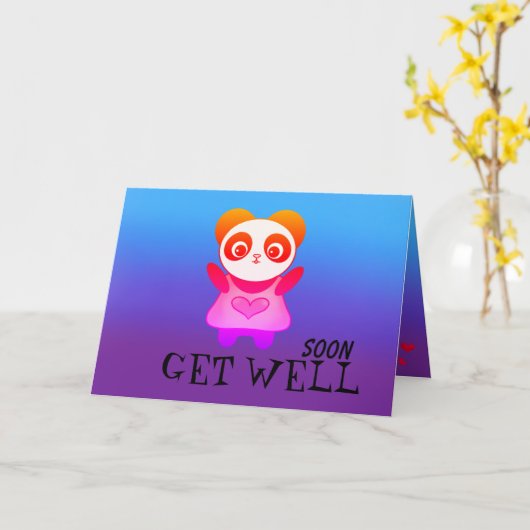 かわいいパンダの癒しの願い カード (黄色い花)