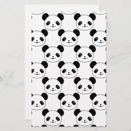 かわいいパンダの白黒の模様 便箋 (正面/裏面)
